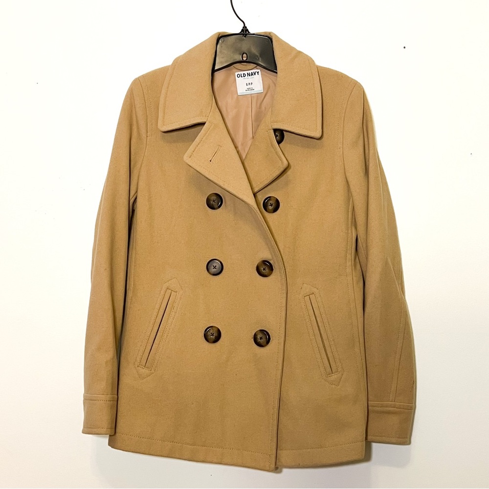 Tan Peacoat - Size Small mid length, like new